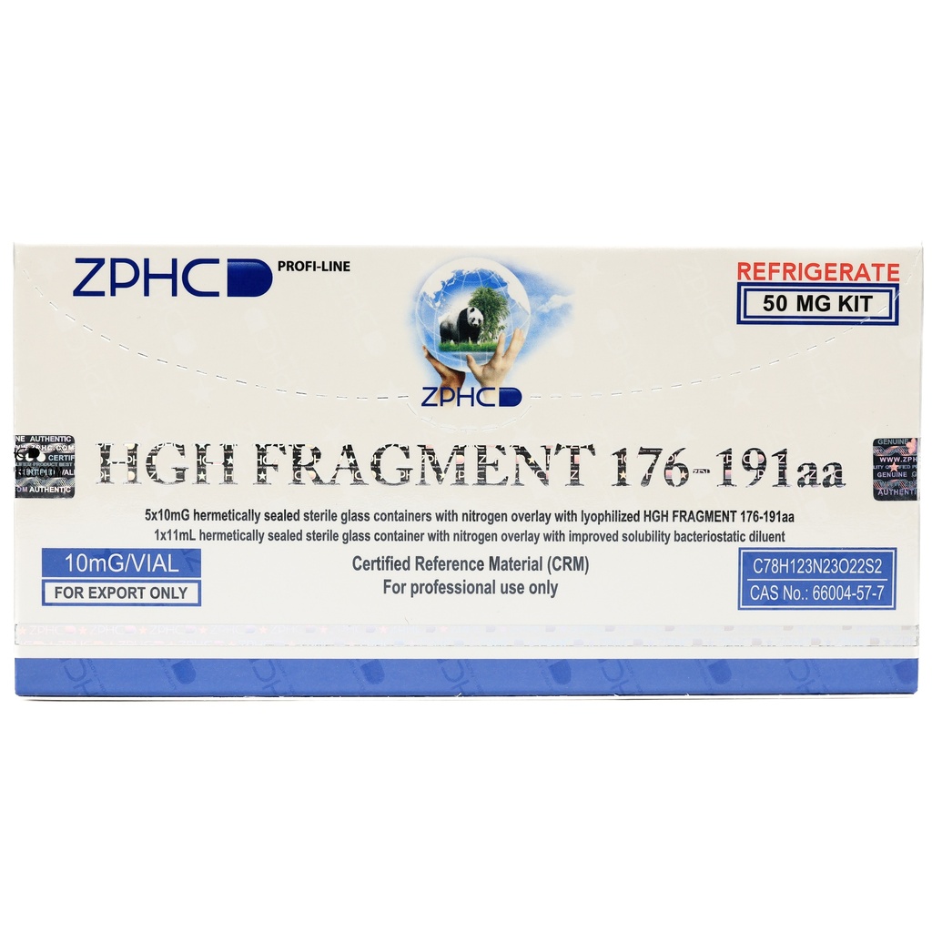 [002110113] HGH FRAGMENT 176-191aa (50MG) - HGH FRAGMENT 176-191 (2-8 C) - 10 MG / VIAL - 5 VIALS - ZPHC PHARMA
