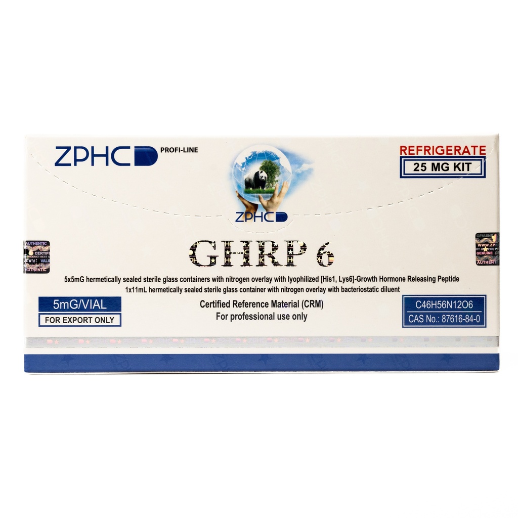 [002120114] GHRP6 (25MG) - (2-8 C) - 5 MG / VIAL - 5 VIALS - ZPHC PHARMA