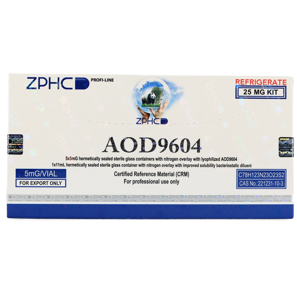 [002110120] AOD9604 (25MG) - (2-8 C) - 5 MG / VIAL - 5 VIALS - ZPHC PHARMA