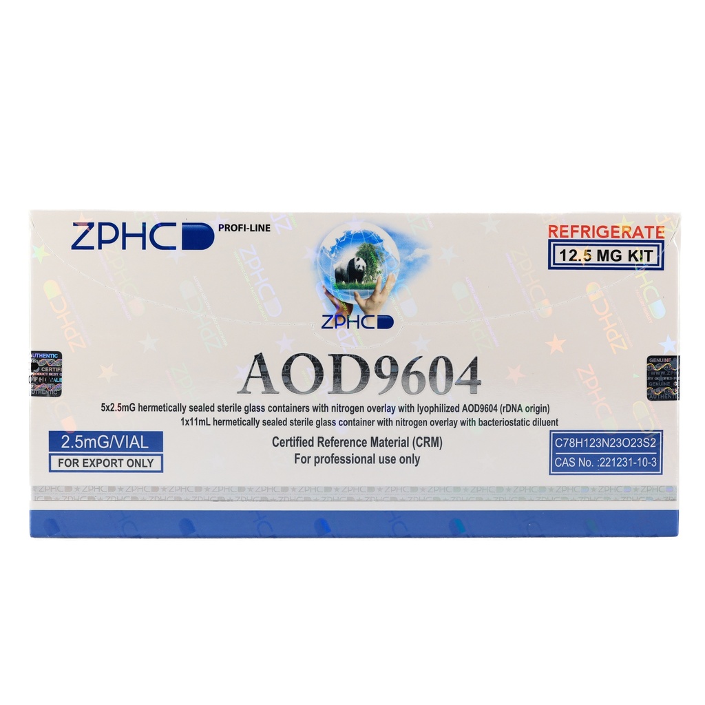 [002110125] AOD9604  (12.5MG) - (2-8 C) - 2.5 MG / VIAL - 5 VIALS - ZPHC PHARMA
