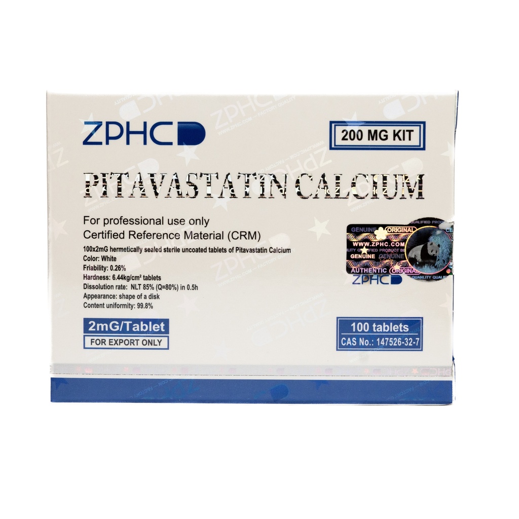 [002140201] PITAVASTATIN CALCIUM - 2 MG / pill - 100 Tablets Blisters Box  - ZPHC PHARMA
